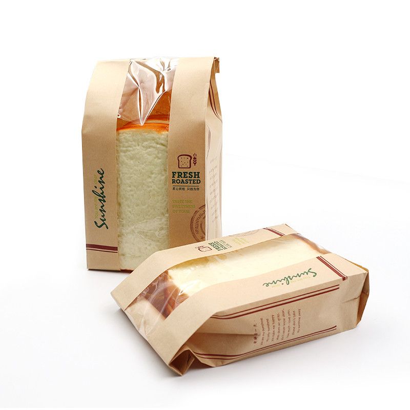 أكياس تعبئة الورق الخبز البني كرافت مع نافذة FCS SGS FDA معتمدة